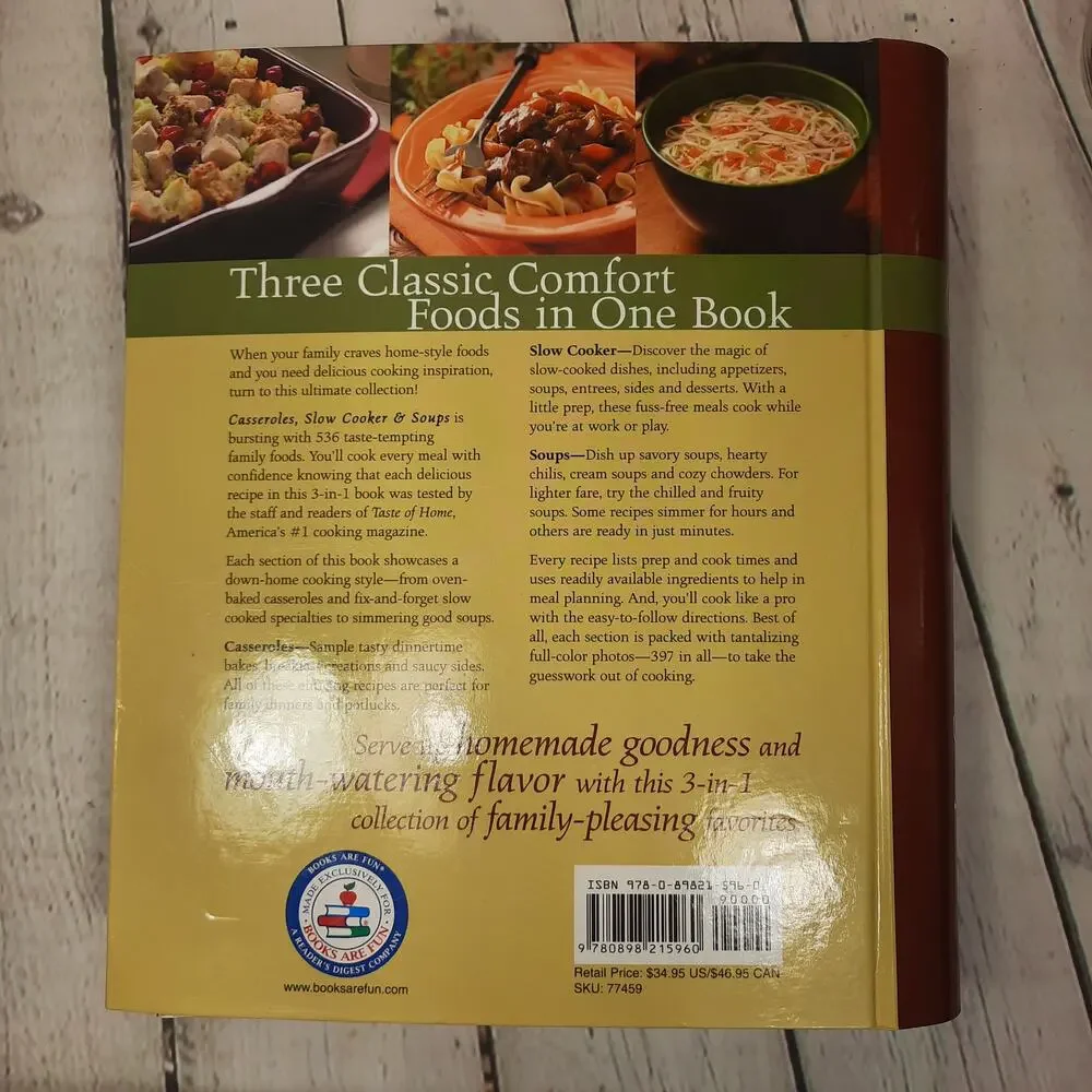 Taste of Home Casseroles, Slow Cooker & Soups Cookbook 3 books in 1 Hard Cover